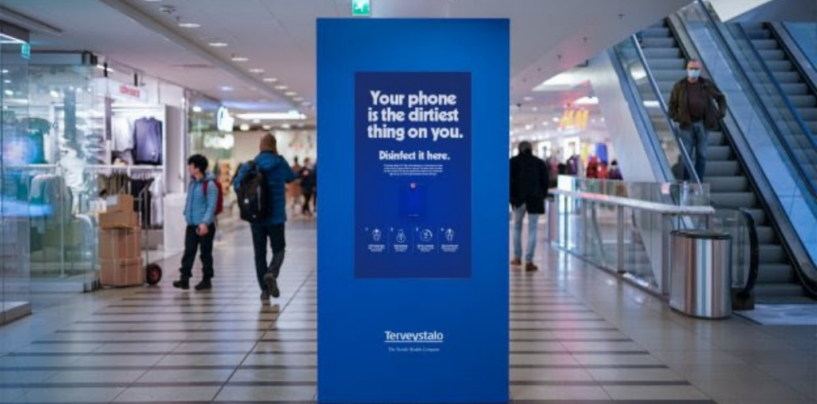 Finland Billboards Now Double as Disinfectant Terminals for Mobile Phones